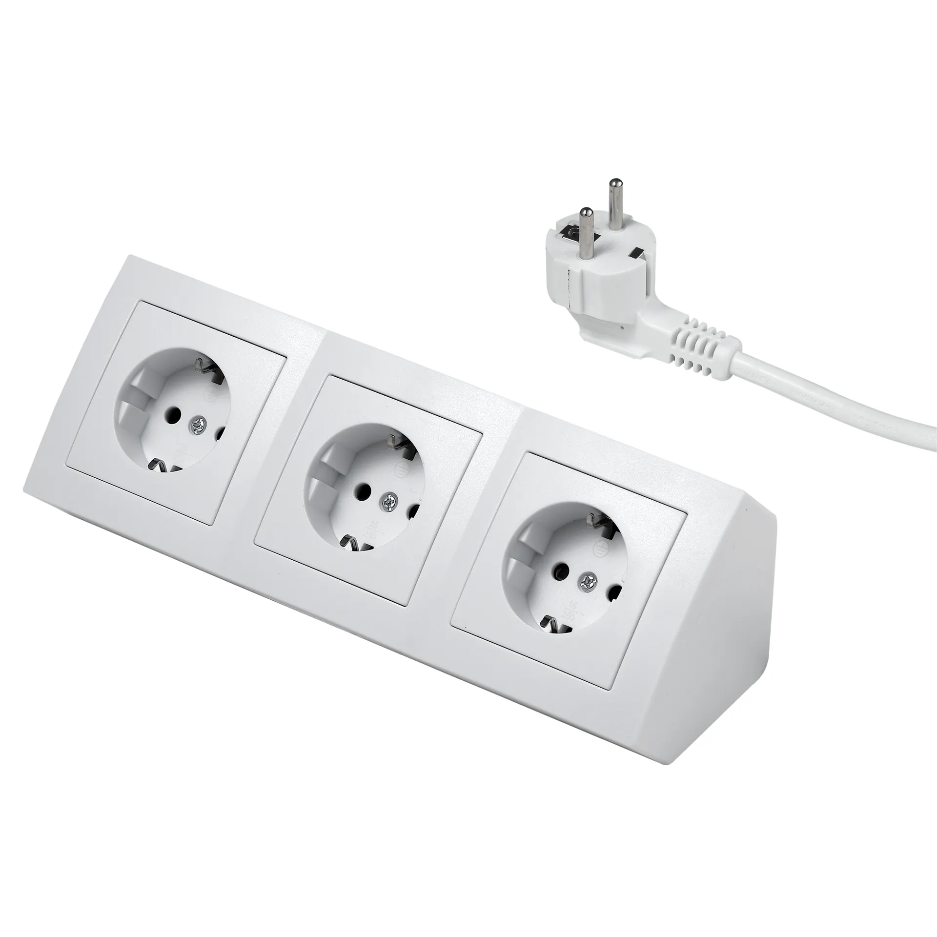 Steckdosenblock McPower ''Flair'' 250V~/16A, weiß, 3-fach, 2m Kabel und Stecker – Bild 3