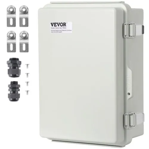 VEVOR Elektrischer Anschlusskasten für den Außenbereich, 300 x 200 x 180 mm Elektrogehäuse aus ABS-Kunststoff mit Klappdeckel, Edelstahlriegel, IP67, für elektrische Projekte im Außenbereich VEVOR Elektrischer Anschlusskasten für den Außenbereich, 300 x 200 x 180 mm Elektrogehäuse aus ABS-Kunststoff mit Klappdeckel, Edelstahlriegel, IP67, für elektrische Projekte im Außenbereich