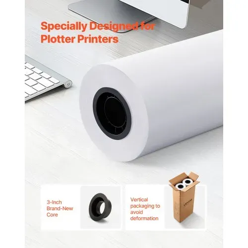 VEVOR Breitformatpapier Papierrollen 762 mm (B) / 152,4 m (L), 2 Rollen 20 lb Plotterpapierrollen ideal für CAD-Zeichnungen technische Pläne GIS-Karten Architekturentwürfe Plotterpapier VEVOR Breitformatpapier Papierrollen 762 mm (B) / 152,4 m (L), 2 Rollen 20 lb Plotterpapierrollen ideal für CAD-Zeichnungen technische Pläne GIS-Karten Architekturentwürfe Plotterpapier