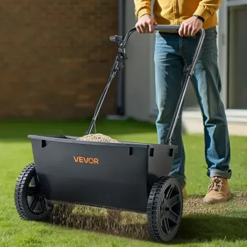 VEVOR Streuwagen, 22,6 kg Fassungsvermögen, Schleuderstreuwagen mit Einfülltrichter, 460 mm Streubreite & 30 Einstellmöglichkeiten, 25,4 cm Reifen, Düngerstreuer für Saatgut, Dünger – Bild 7