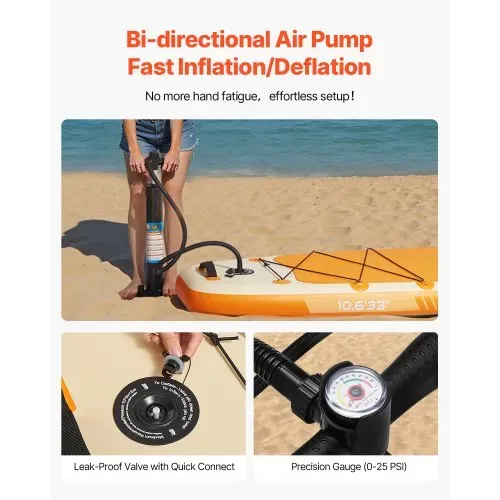 VEVOR aufblasbares Stand Up Paddle Board (323 x 83,8 x 15,2 cm) Paddleboard mit einem Sitz, Komplettset inkl. Pumpe Paddel Finne Rucksack, Knöchelleine Gurt, für Jugendliche und Erwachsene – Bild 4