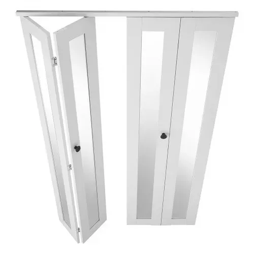VEVOR Falttür Komplettset 1219 mm (vier 305 mm) x 2032 mm Ganzkörperspiegel, für Schränke & Schlafzimmer, 4-tlg. Faltschiebetür mit Metallbeschlägen & Verbundrahmen, Modern Stilvoll & Platzsparend, Weiß – Bild 8
