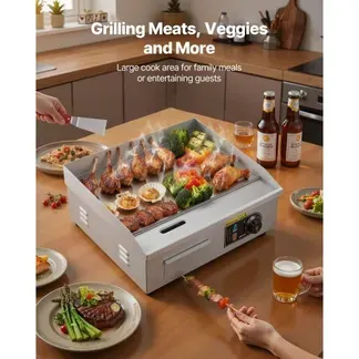 VEVOR Kommerzielle Grillplatte Elektrisch 45 x 30 cm, Bratplatte Elektrogrill 2800 W, Tischgrillplatte 50–300 °C mit 2 Spateln, 2 Bürsten und 4 Fußpolstern, Griddleplatte für Steaks Pfannkuchen VEVOR Kommerzielle Grillplatte Elektrisch 45 x 30 cm, Bratplatte Elektrogrill 2800 W, Tischgrillplatte 50–300 °C mit 2 Spateln, 2 Bürsten und 4 Fußpolstern, Griddleplatte für Steaks Pfannkuchen