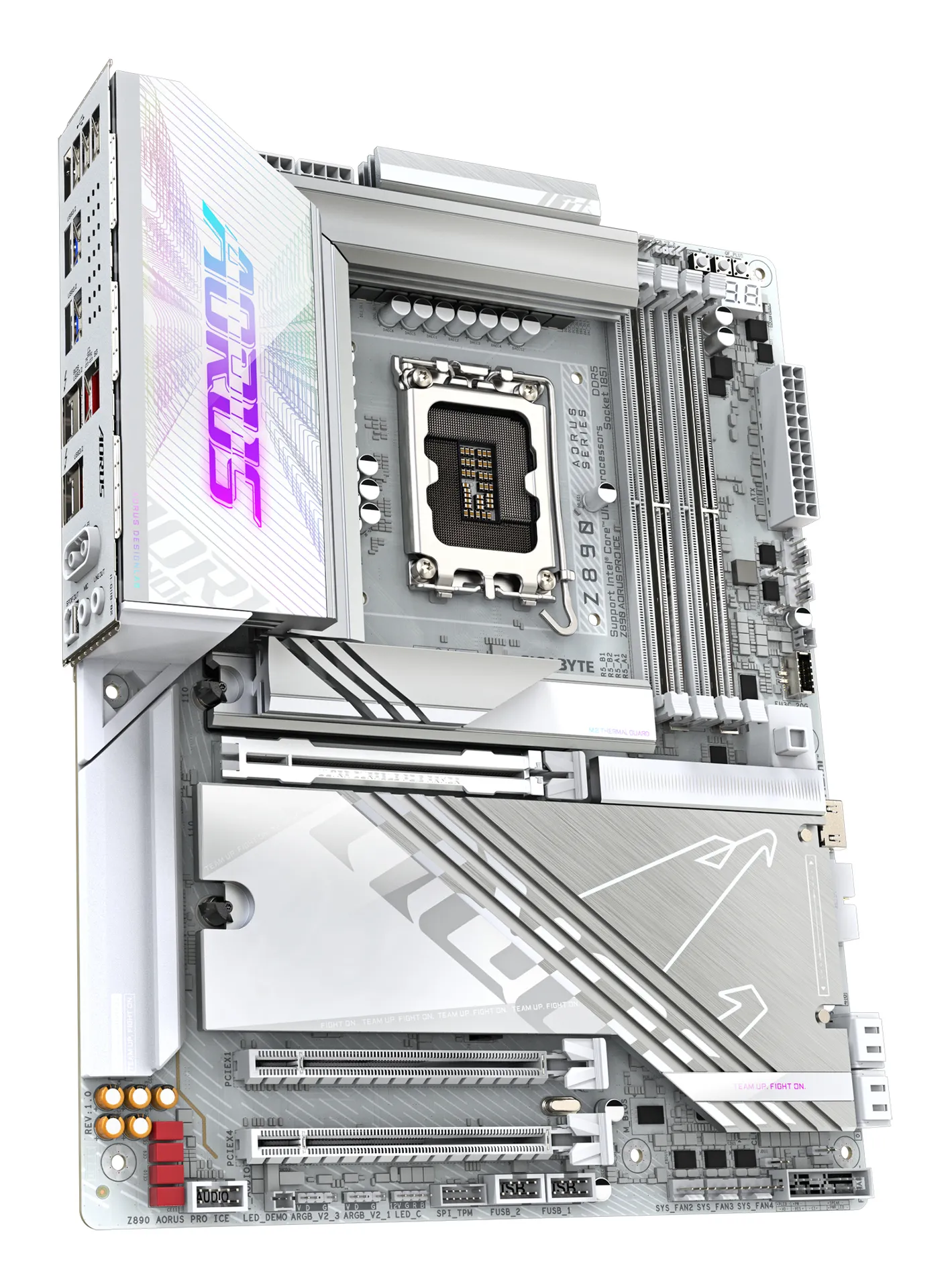 GIGABYTE Z890 AORUS PRO ICE Mainboard - Unterstützt Intel Core Ultra (Serie 2) CPUs, 16+1+2 Phasen VRM, bis zu 9500MHz DDR5 (OC), 1xPCIe 5.0 + 4xPCIe 4.0, Wi-Fi 7, 5GbE LAN, Thunderbolt 4 – Bild 3