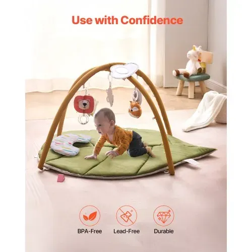 VEVOR Spielmatte, Erlebnisdecke mit 6 sensorischen Spielzeugen, blattförmige Bauchzeitmatte für Neugeborene im Alter von 0–18 Monaten, Geschenk für motorische Fähigkeiten & frühe kognitive Entwicklung – Bild 4