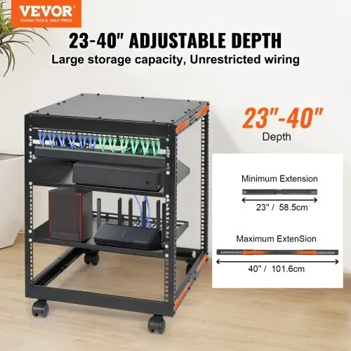 VEVOR 12U-Server-Rack mit offenem Rahmen 58.5-101.6cm verstellbare Tiefe freistehender/wandmontierter Netzwerk-Server-Rack 4-Pfosten-AV-Rack mit Rollen für Ihre gesamte Netzwerk-IT-Ausrüstung AV-Ausrüstung VEVOR 12U-Server-Rack mit offenem Rahmen 58.5-101.6cm verstellbare Tiefe freistehender/wandmontierter Netzwerk-Server-Rack 4-Pfosten-AV-Rack mit Rollen für Ihre gesamte Netzwerk-IT-Ausrüstung AV-Ausrüstung
