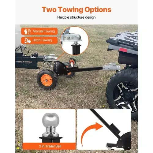 VEVOR 2-in-1-Anhängerwagen, Rangierhilfe Anhänger, 680,4 kg Stützlast, 56 und 66 cm einstellbare Höhe, 50,8 mm Kupplungskugel, 38 cm Luftreifen, zum Bewegen von Wohnmobilanhängern – Bild 2