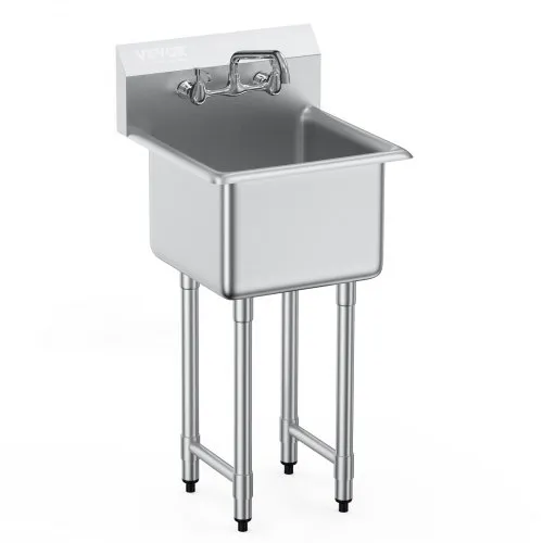 VEVOR Edelstahl Spültisch Gewerbliche Spülbecken 457 x 381 x 1041 mm, Spülbecken Edelstahl mit Wasserhahn 104 kg Tragfähigkeit, Edelstahlspüle Spülbecken Waschbecken Küche Freistehendes Spülbecken VEVOR Edelstahl Spültisch Gewerbliche Spülbecken 457 x 381 x 1041 mm, Spülbecken Edelstahl mit Wasserhahn 104 kg Tragfähigkeit, Edelstahlspüle Spülbecken Waschbecken Küche Freistehendes Spülbecken