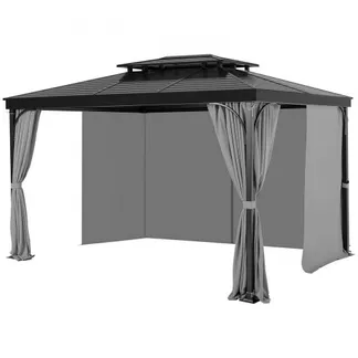 VEVOR Terrassenvorhang, 2840x2840x2040mm, Seitenwand-Pavillon-Sichtschutzvorhänge mit Reißverschlüssen, Sonnenschutzvorhänge als Ersatz für Terrassenüberdachung, nur Vorhänge, grau VEVOR Terrassenvorhang, 2840x2840x2040mm, Seitenwand-Pavillon-Sichtschutzvorhänge mit Reißverschlüssen, Sonnenschutzvorhänge als Ersatz für Terrassenüberdachung, nur Vorhänge, grau