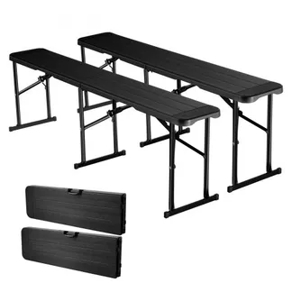 VEVOR tragbare Mannschaftsbank Sitzbank Campingbank 182cm, Klappbank für Picknicks Partys Camping Essen, Bierbank aus HDPE (150 kg belastbar pro Sitz) 2-tlg. Partybank mit 2 Tragetaschen, Schwarz VEVOR tragbare Mannschaftsbank Sitzbank Campingbank 182cm, Klappbank für Picknicks Partys Camping Essen, Bierbank aus HDPE (150 kg belastbar pro Sitz) 2-tlg. Partybank mit 2 Tragetaschen, Schwarz