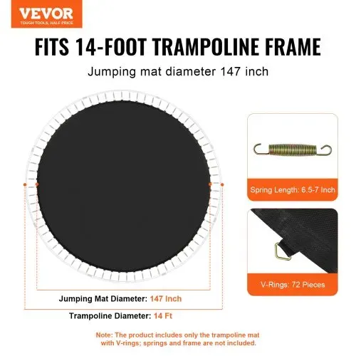 VEVOR Ersatz-Trampolinmatte Sprungmatte universell für rundes 426 cm Trampolin, verstärkte UV-beständige Matte mit Federwerkzeug & langlebigen V-Ringen, passend für Federlängen von 16,5 bis 17,8 cm VEVOR Ersatz-Trampolinmatte Sprungmatte universell für rundes 426 cm Trampolin, verstärkte UV-beständige Matte mit Federwerkzeug & langlebigen V-Ringen, passend für Federlängen von 16,5 bis 17,8 cm