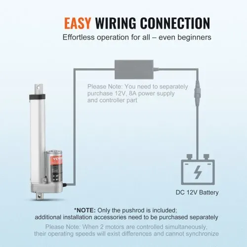 VEVOR 1500N Linear Actuator DC 12V Linearantrieb IP54 Elektrischer Linearmotor 150mm Hublänge Geräuschpegel ≤60dB Elektrische Türöffner 5mm/s Fahrgeschwindigkeit Lineartechnik Verstellantrieb – Bild 5