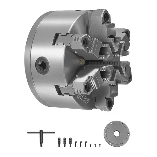 VEVOR 6-Backen-Drehfutter, 160 mm, selbstzentrierendes Spannfutter mit D1-4 Cam Lock-Trägerplatte, 3-145 mm Spannbereich mit T-Schlüsselschrauben, HT300-Material, für Holz-Metall-Drehmaschinen VEVOR 6-Backen-Drehfutter, 160 mm, selbstzentrierendes Spannfutter mit D1-4 Cam Lock-Trägerplatte, 3-145 mm Spannbereich mit T-Schlüsselschrauben, HT300-Material, für Holz-Metall-Drehmaschinen