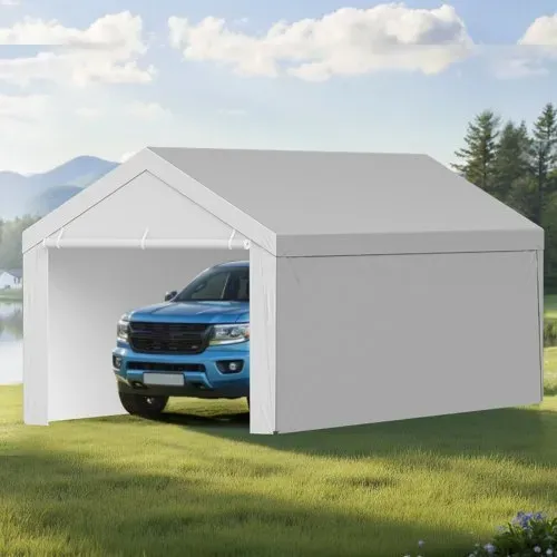 VEVOR Carport-Ersatzdach, 3,65x6,09 m, tragbare Garagenzeltplane mit Seitenwänden, UV-beständig, strapazierfähige Autounterstandsplane, grau, Rahmen nicht im Lieferumfang enthalten – Bild 7
