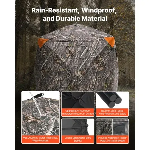VEVOR Jagdversteck Jagdzelt Bodenversteck für 1–2 Personen Pop-Up-Hirschversteck mit Tragetasche, tragbares & belastbares Jagdzelt mit 3 horizontalen Fenstern für die Hirschjagd – Bild 3