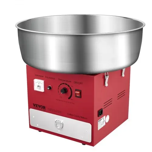 VEVOR elektrische Zuckerwattemaschine kommerzielle Zuckerwattegeräte (1000 W) mit 52 cm Edelstahlschüssel & Zuckerschaufel & Schublade, perfekt für Kindergeburtstage Familienfeiern Partys Rot – Bild 8