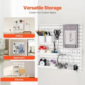 VEVOR Werkzeugwand, 28 x 28 cm, 4er-Set, Kunststoff-Stecktafel-Wand-Organizer-Set mit Zubehör, für Garage, Werkzeugaufbewahrung, Küche, Wohnzimmer, Bastelraum, Büro, Badezimmer, Zuhause, weiß VEVOR Werkzeugwand, 28 x 28 cm, 4er-Set, Kunststoff-Stecktafel-Wand-Organizer-Set mit Zubehör, für Garage, Werkzeugaufbewahrung, Küche, Wohnzimmer, Bastelraum, Büro, Badezimmer, Zuhause, weiß