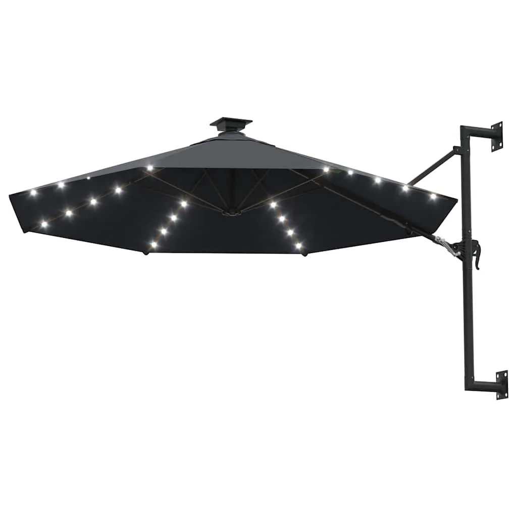 vidaXL Sonnenschirm zur Wandmontage mit LEDs 300 cm Anthrazit – Bild 2