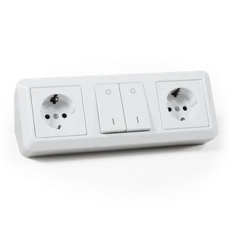 Steckdosenblock McPower “Cup“ Aufbau, weiß, 2x Schutzkontakt + Schalter Steckdosenblock McPower “Cup“ Aufbau, weiß, 2x Schutzkontakt + Schalter