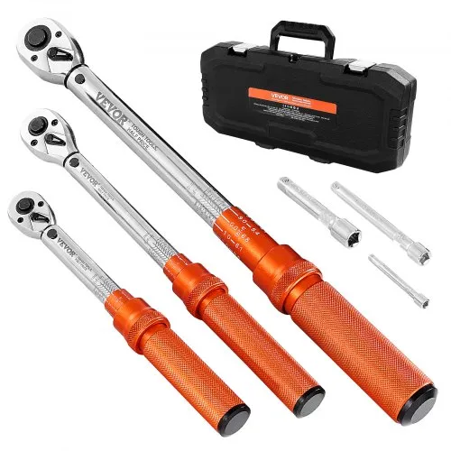 VEVOR Klick-Drehmomentschlüssel (3-tlg.) 1/4 3/8 1/2 Zoll Antrieb Zweiwege-Drehmomentschlüssel-Set mit Zweibereichsskalen, 72 Zähne ±3 % hohe Präzision legierter Stahl für Autoreparatur VEVOR Klick-Drehmomentschlüssel (3-tlg.) 1/4 3/8 1/2 Zoll Antrieb Zweiwege-Drehmomentschlüssel-Set mit Zweibereichsskalen, 72 Zähne ±3 % hohe Präzision legierter Stahl für Autoreparatur