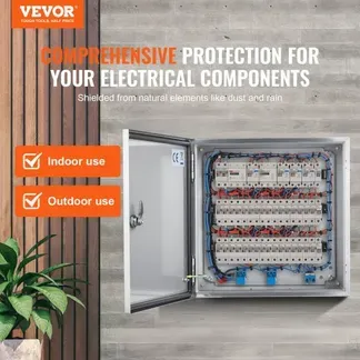 VEVOR Schaltschrank NEMA Edelstahlgehäuse, 300x300x200 mm, NEMA 4X Stahl-Elektroanschlussdose, IP66 wasser- und staubdicht, für den Innen- und Außenbereich, mit Montageplatte VEVOR Schaltschrank NEMA Edelstahlgehäuse, 300x300x200 mm, NEMA 4X Stahl-Elektroanschlussdose, IP66 wasser- und staubdicht, für den Innen- und Außenbereich, mit Montageplatte