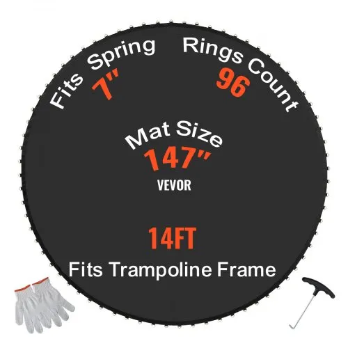 VEVOR Ersatz-Trampolinmatte Sprungmatte passend für 426 cm Rahmen, universelle Sprungmatte für rundes Trampolin, UV-beständige Matte mit 96 langlebigen V-Ringen, für 17,8 cm Federlänge VEVOR Ersatz-Trampolinmatte Sprungmatte passend für 426 cm Rahmen, universelle Sprungmatte für rundes Trampolin, UV-beständige Matte mit 96 langlebigen V-Ringen, für 17,8 cm Federlänge