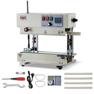 VEVOR Kontinuierliche Versiegelungsmaschine, 6-12 mm Siegelbreite, Vertikal, mit Rollendruck, Siegelmaschine Temperatur & Geschwindigkeit einstellbar, passend für 0,03-0,8 mm Plastikbeutel VEVOR Kontinuierliche Versiegelungsmaschine, 6-12 mm Siegelbreite, Vertikal, mit Rollendruck, Siegelmaschine Temperatur & Geschwindigkeit einstellbar, passend für 0,03-0,8 mm Plastikbeutel