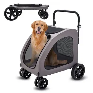 VEVOR Hundebuggy 79x91x113 cm, Hundewagen 4 Räder mit Bremsen, Hundetrolley, Hundetrolley bis 73 kg Tragkraft, atmungsaktive Netzfenster, einstellbare Höhe, 600D Oxford-Gewebe, für Hunde, Haustiere VEVOR Hundebuggy 79x91x113 cm, Hundewagen 4 Räder mit Bremsen, Hundetrolley, Hundetrolley bis 73 kg Tragkraft, atmungsaktive Netzfenster, einstellbare Höhe, 600D Oxford-Gewebe, für Hunde, Haustiere