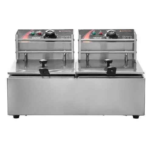 VEVOR Kommerzielle elektrische Fritteuse, 24 L große elektrische Fritteuse für die Arbeitsplatte mit herausnehmbarem Doppelkorb, 5000 W Doppelfritteuse aus Edelstahl für Küche, Restaurant – Bild 8