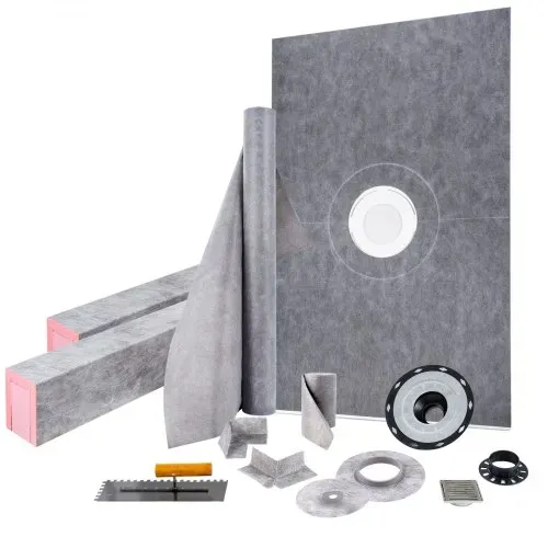 VEVOR Duschschwellen-Set, 48 x 72 Zoll wasserdichte Duschschwellenauflage mit 4 Zoll ABS-Mittelflansch, 4 Zoll Edelstahlgitter, 2 zuschneidbare Duschschwellen und Kelle, Duschwannen-Gefällestäbe passend für Badewanne VEVOR Duschschwellen-Set, 48 x 72 Zoll wasserdichte Duschschwellenauflage mit 4 Zoll ABS-Mittelflansch, 4 Zoll Edelstahlgitter, 2 zuschneidbare Duschschwellen und Kelle, Duschwannen-Gefällestäbe passend für Badewanne