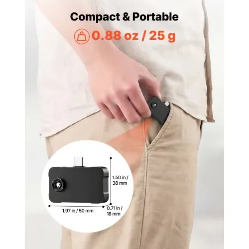 VEVOR Wärmebildkamera für iOS & Android, 512x384 Super IR & 256x192 IR-Auflösung Thermobildkamera für Smartphone Tablet mit USB-C, 25Hz Infrarotkamera mit 6 Farbpaletten für -20°C-550°C Inspektionen – Bild 4