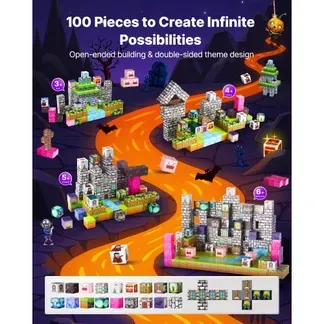 VEVOR Magnetische Bausteine, 100-teiliges Friedhofs-Zombie-Set, Magnetblöcke, STEM Montessori-Spielzeug als Weihnachts- & Geburtstagsgeschenk, Konstruktions-Stapelspielzeug, ab 3 Jahren VEVOR Magnetische Bausteine, 100-teiliges Friedhofs-Zombie-Set, Magnetblöcke, STEM Montessori-Spielzeug als Weihnachts- & Geburtstagsgeschenk, Konstruktions-Stapelspielzeug, ab 3 Jahren