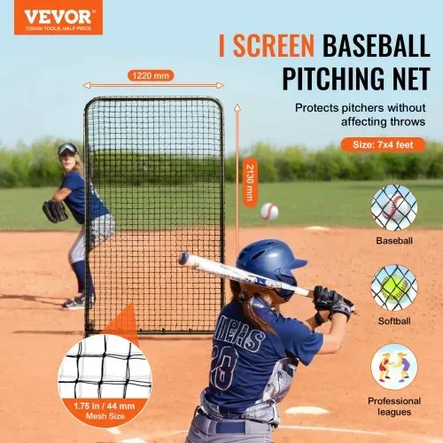 VEVOR I-Typ für Schlägerkäfig 1220 x 910 x 2130 mm Baseball- und Softball-Sicherheitsschirm Körperschutz Tragbarer Schlagschirm mit Tragetasche & Bodenpfählen, Outdoor Baseball-Pitching-Netz Schwarz VEVOR I-Typ für Schlägerkäfig 1220 x 910 x 2130 mm Baseball- und Softball-Sicherheitsschirm Körperschutz Tragbarer Schlagschirm mit Tragetasche & Bodenpfählen, Outdoor Baseball-Pitching-Netz Schwarz