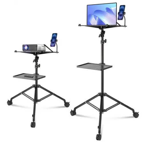 VEVOR Projektorständer mit Rädern Laptopständer-Stativ, höhenverstellbar von 795 bis 1710 mm, Projektor-Stativständer mit 2 Ablagen & Schwanenhals-Telefonhalterung, im Freien/Büro/Studio, zu Hause VEVOR Projektorständer mit Rädern Laptopständer-Stativ, höhenverstellbar von 795 bis 1710 mm, Projektor-Stativständer mit 2 Ablagen & Schwanenhals-Telefonhalterung, im Freien/Büro/Studio, zu Hause