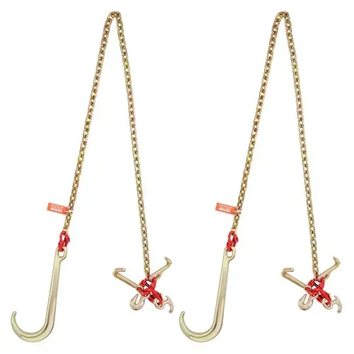 VEVOR J-Haken-Kette, 2 Stück 5/16 Zoll x 6 Fuß G80 15 Zoll langer Schaft J-Haken-Abschleppkette mit RTJ-Clusterhaken und Greifhaken, 5400 lbs Arbeitslast, Hochleistungs-Transport-LKW-Kette zum Abschleppen von Abschleppanhängern – Bild 10