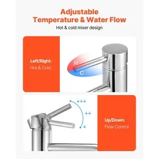 VEVOR Einhebelspültischarmatur, verchromter silberner Wasserhahn für Küchenspüle, Küchenwasserarmatur mit Druckknopfablauf, geeignet für Badezimmer Wohnmobil, Bar, Wasserhahn mit hohem Bogen VEVOR Einhebelspültischarmatur, verchromter silberner Wasserhahn für Küchenspüle, Küchenwasserarmatur mit Druckknopfablauf, geeignet für Badezimmer Wohnmobil, Bar, Wasserhahn mit hohem Bogen