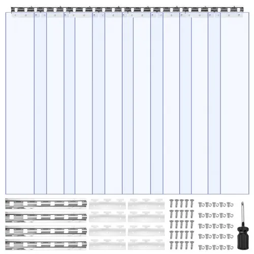 VEVOR Streifenvorhang, 213 cm Höhe x 121 cm Breite, 0,2 cm Dicke, 8 Stück transparenter PVC-Streifen-Türvorhang, Gefrierschrankvorhang, Kunststoff-Türstreifen für begehbare Gefrierschränke, Kühlschränke und Lagertüren, mit 50 % Überlappung VEVOR Streifenvorhang, 213 cm Höhe x 121 cm Breite, 0,2 cm Dicke, 8 Stück transparenter PVC-Streifen-Türvorhang, Gefrierschrankvorhang, Kunststoff-Türstreifen für begehbare Gefrierschränke, Kühlschränke und Lagertüren, mit 50 % Überlappung