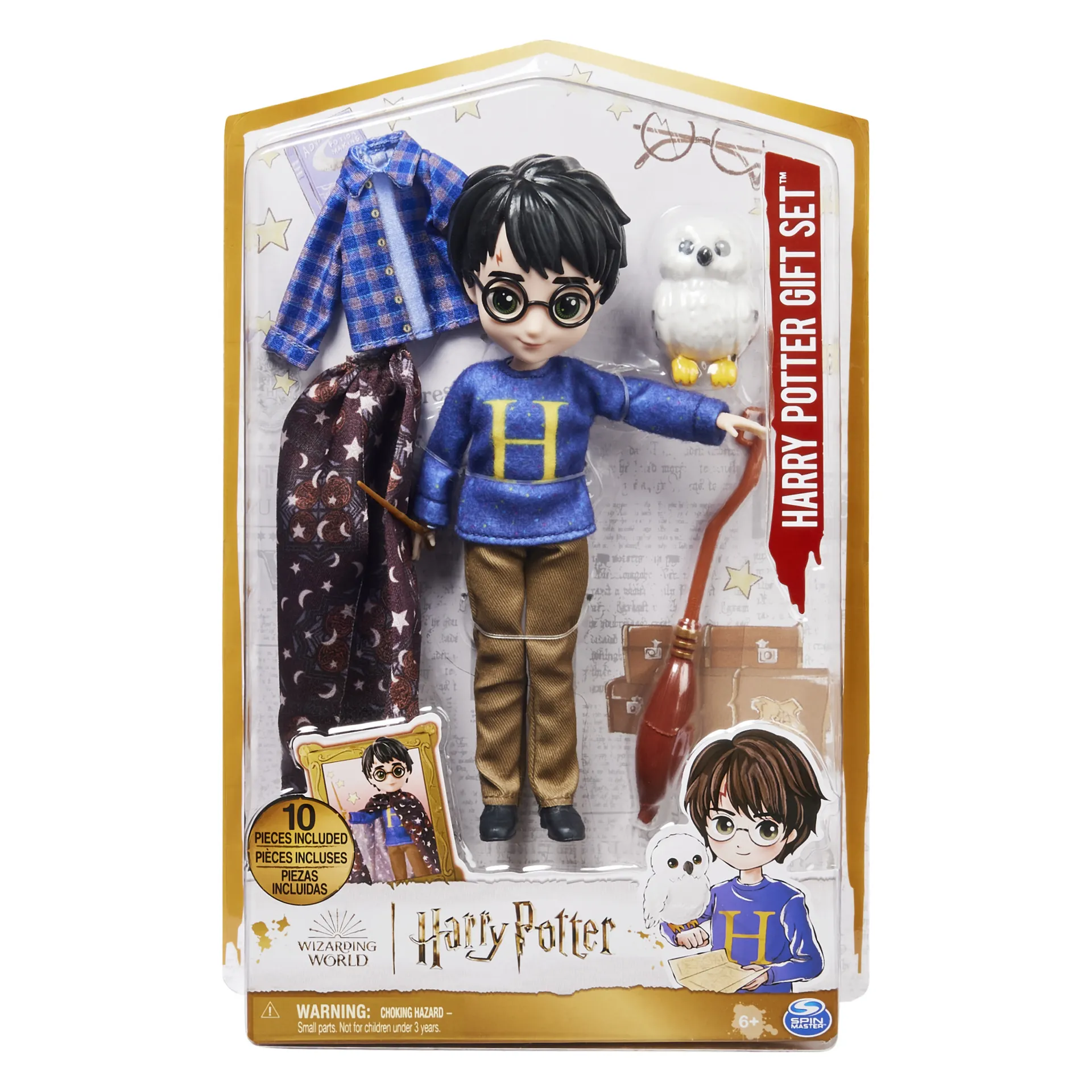 Wizarding World Harry Potter - Geschenkset mit 20,3 cm großer Harry Potter Puppe inklusive Besen, Tarnumhang und weiterem Zubehörteilen, Spielzeug für Kinder ab 6 Jahren, Fanartikel – Bild 2