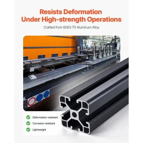 VEVOR 4er Set 600 mm T-Nut 4040 Aluminium-Strangpressprofil, eloxierte Linearschiene nach europäischem Standard, Nutenprofil für 3D-Drucker, CNC-Maschine DIY, Lasergravur, Schwarz – Bild 2