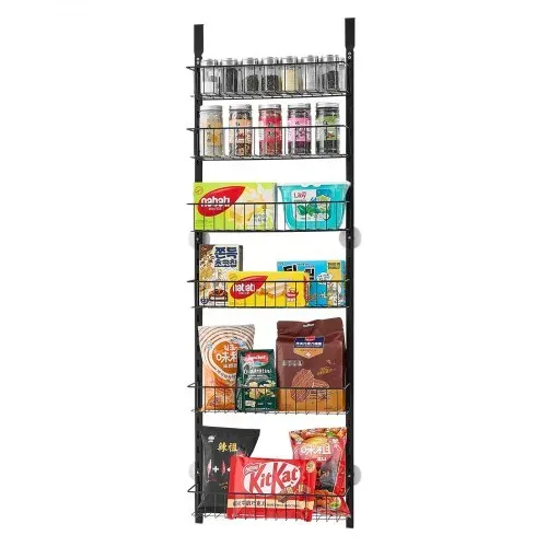 VEVOR Vorratsschrank Speisekammer-Organizer Aufbewahrung über der Tür, 6-stufige Gewürzregale zum Aufhängen aus Stahl, verstellbare Lagerregale für die Wand, für Zuhause Küche Badezimmer, schwarz – Bild 8