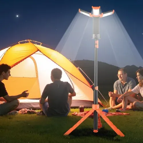 VEVOR Baustrahler LED mit Stativ, Arbeitsleuchte, 13,2 Ah, wiederaufladbares Campinglicht, mit 3 Lampenköpfen, abnehmbarem Stativständer, 2200 LM 3000 K-6500 K dimmbar, Beleuchtung für Baustelle – Bild 7