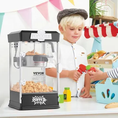 VEVOR Popcornmaschine Popcornautomat Popcorngerät 480 W Popcornmaschine, Popcorn Maker 4 oz Kessel für 1,5 Gal pro Ladung, Tisch-Popcornmaschine Popcorn Maschine inkl. 3 Schaufeln Kino-Stil Schwarz – Bild 7