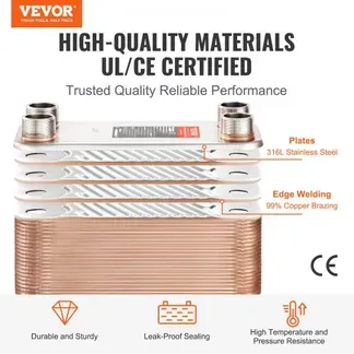 VEVOR 100 Plattenwärmetauscher 4×1-1/4Zoll MNPT-Anschluss 316L Edelstahl VEVOR 100 Plattenwärmetauscher 4×1-1/4Zoll MNPT-Anschluss 316L Edelstahl