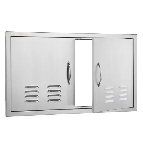 VEVOR Grill-Zugangstür, 914 x 534 mm, Doppelte Außenküchentür, Flächenbündig Montierte Edelstahltür, Vertikale Wandtür mit Griffen und Lüftungsschlitzen, für Grillinsel, Grillstation, Außenschrank – Bild 8