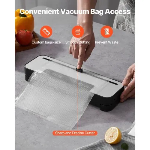 VEVOR Vakuumiergerät, 60 Kpa, 100 W, Vakuumierer, 5-in-1-Vakuumierer für Lebensmittel, Folienschweißgerät, automatisches Luftversiegelungssystem mit integriertem Schneider, 10 Vakuumbeutel – Bild 3