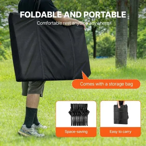 VEVOR Tragbare Klappbank, 8-Sitzer faltbare Seitenbank, Outdoor-Campingbankstuhl mit Tragetasche und Rückenlehne, Mannschaftssport-Seitenbank für Fußballangeln, kein Zusammenbau nötig, sofortige Sitzgelegenheit, schwarz – Bild 4