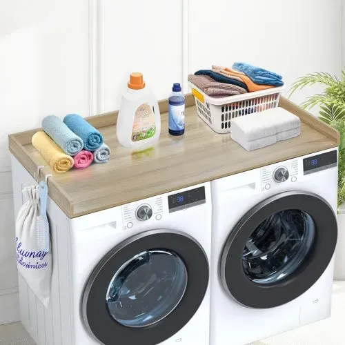 VEVOR Arbeitsplatte für Waschmaschine & Trockner, 1370 x 700 x 69 mm Holzarbeitsplatte wasserabweisende Waschmaschinenabdeckung mit Anti-Rutsch-Pads, für Aufbewahrung, Eichenfarbe – Bild 7