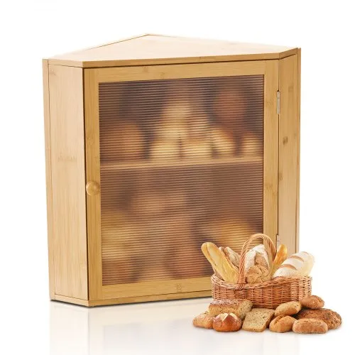 VEVOR Eck-Brotkasten doppellagiger Brotbehälter Brotbox Organizer aus Holz für selbstgebackenes Brot, Aufbewahrungsbehälter mit gewellter Acryl-Türplatte, Brotaufbewahrung Lagerung Natur VEVOR Eck-Brotkasten doppellagiger Brotbehälter Brotbox Organizer aus Holz für selbstgebackenes Brot, Aufbewahrungsbehälter mit gewellter Acryl-Türplatte, Brotaufbewahrung Lagerung Natur