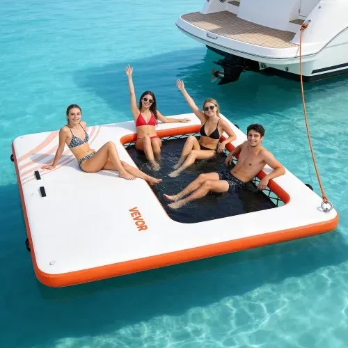 VEVOR Aufblasbares Schwimmdock, 3,05x3,05 m, Schwimmplattform mit Rutschfester Oberfläche, Tragetasche & Abnehmbarer Leiter, Schwimmende Insel, Wasserplattform für Pool, Strand & Meer – Bild 7