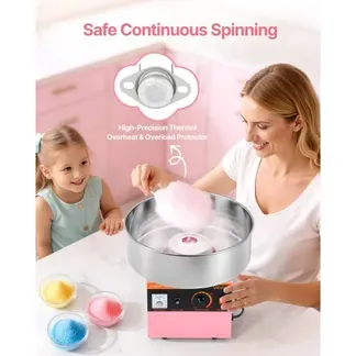 VEVOR Zuckerwattemaschine 1000 W elektrische Zuckerwattegeräte mit 38 cm Edelstahlschüssel und Zuckerlöffel, macht Zuckerwatten für Geburtstage zu Hause Familienfeiern, Rosa 3500 U/min VEVOR Zuckerwattemaschine 1000 W elektrische Zuckerwattegeräte mit 38 cm Edelstahlschüssel und Zuckerlöffel, macht Zuckerwatten für Geburtstage zu Hause Familienfeiern, Rosa 3500 U/min